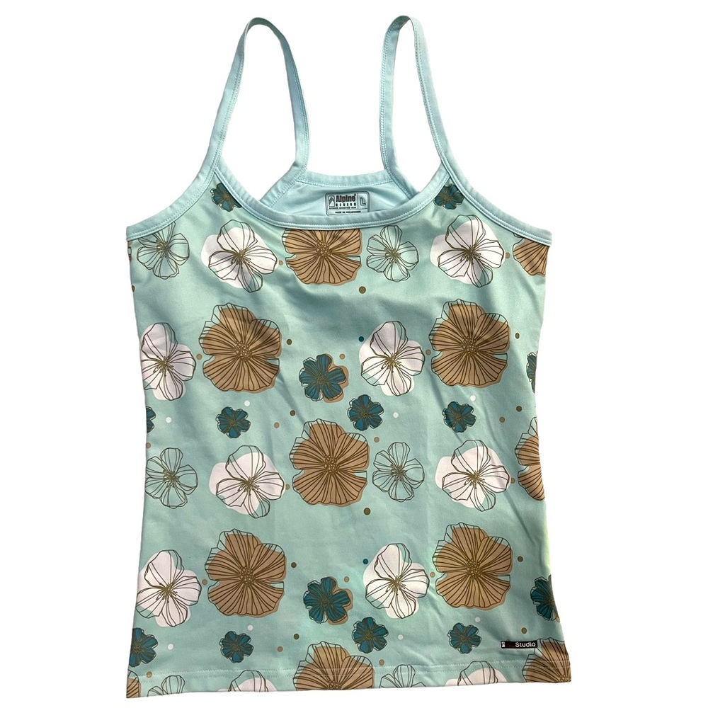 Alpine Design Floral Light Blue Shelf Bra Tank